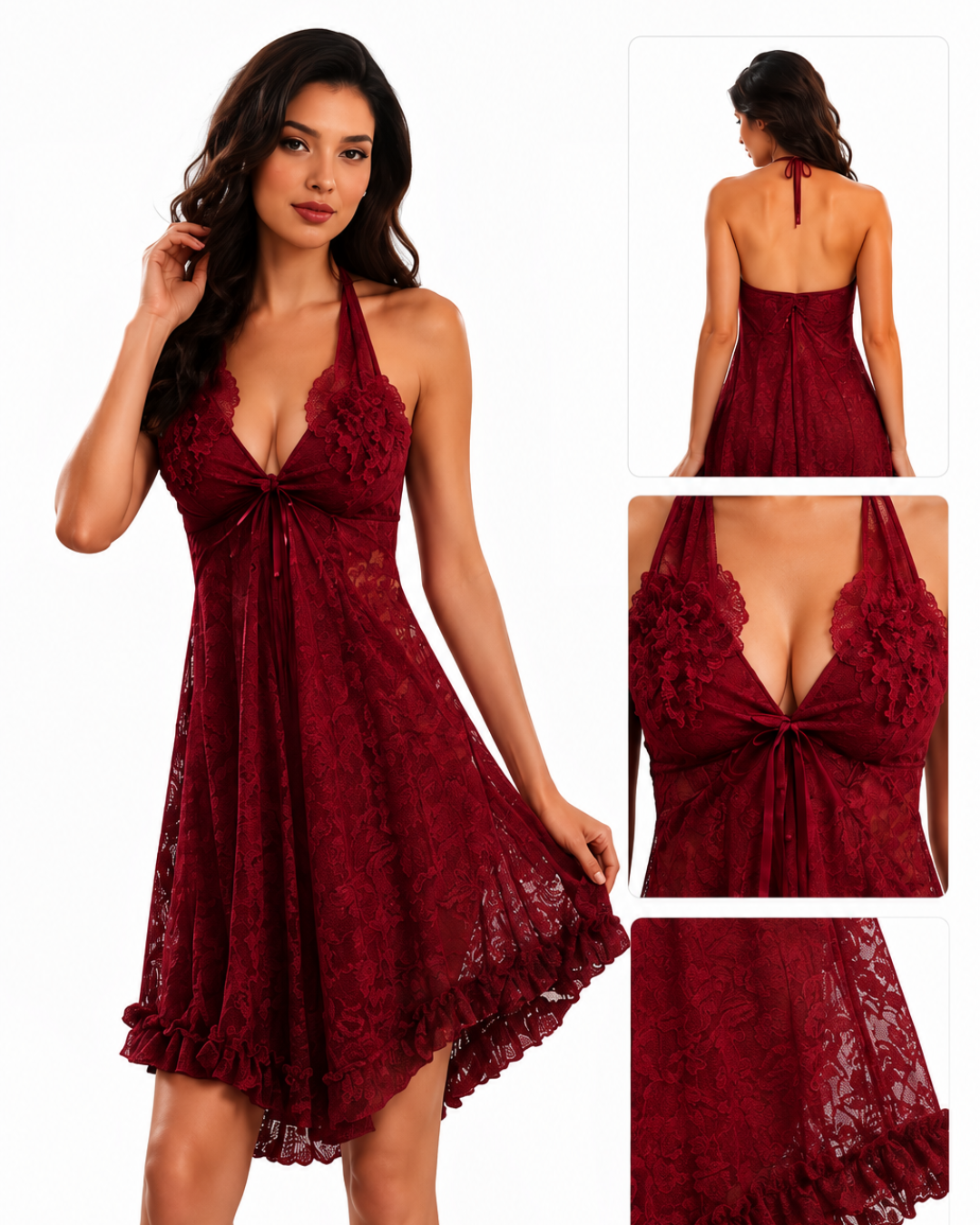 Lisvee Floral Lace Lingerie Babydoll – Romantic Nightwear