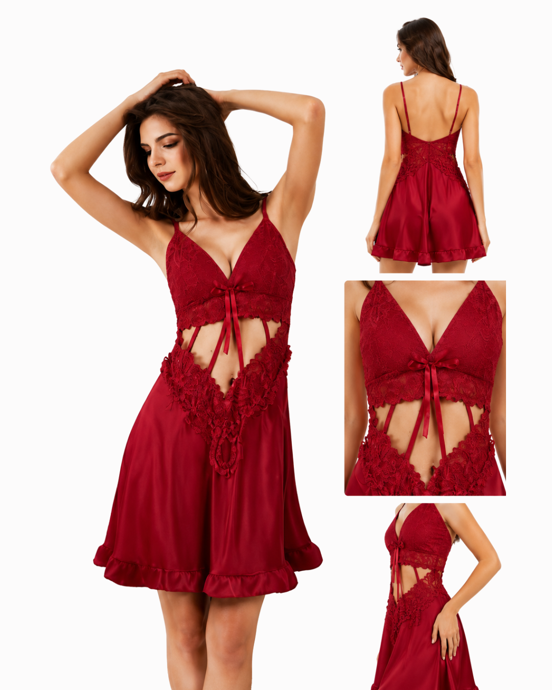 Lisvee Scarlet Lace Cut-Out Babydoll Lingerie