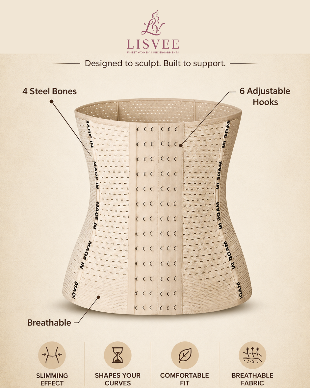 Lisvee Waist Slimming Belt – Adjustable Tummy Control Shaper