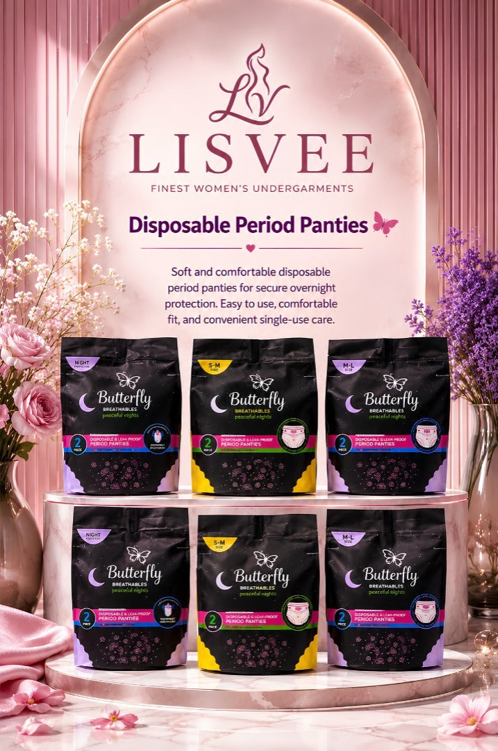 Butterfly Breathable Disposable Period Panties – 2 Pack | Day & Night Protection