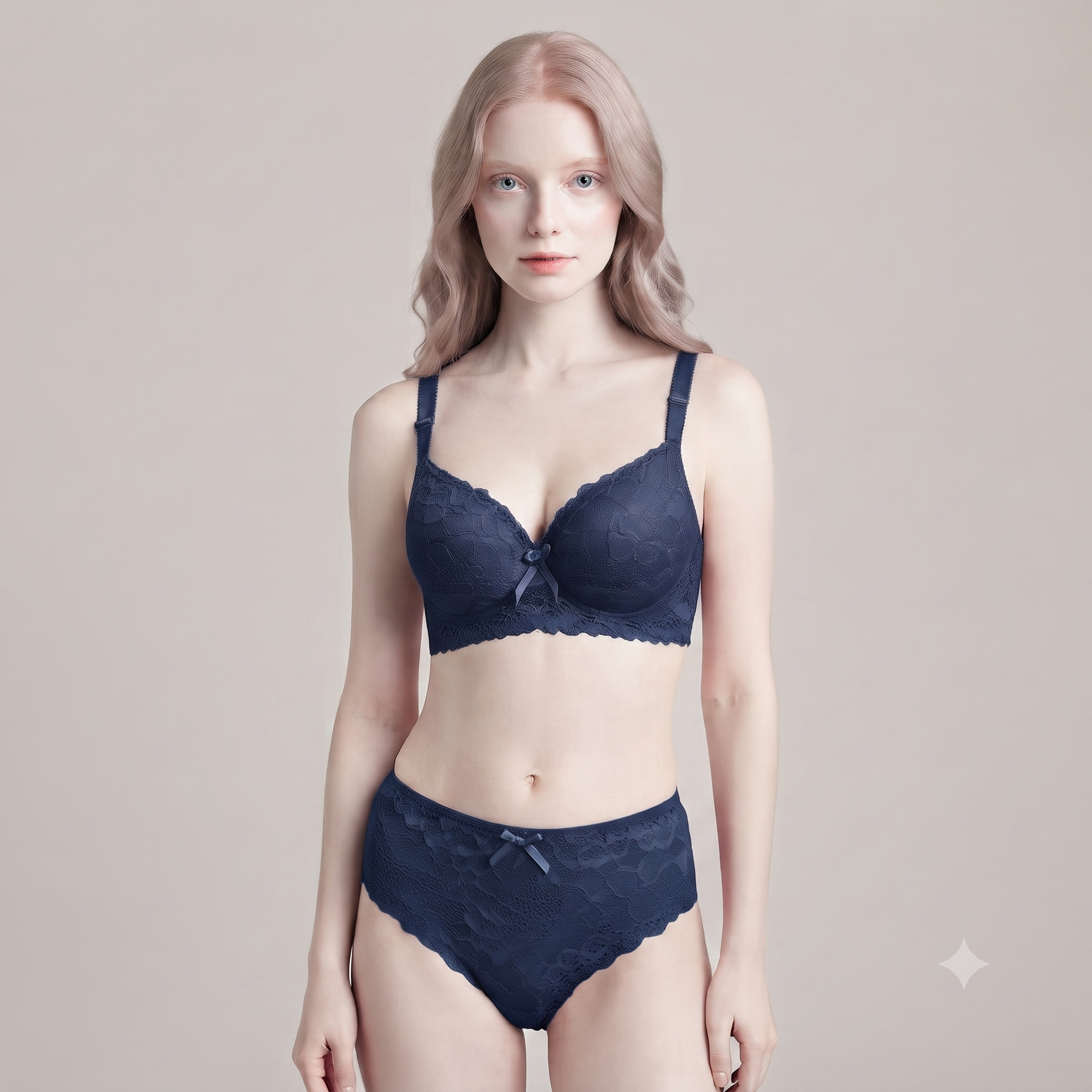 Lisvee Wedding Floral Lace Padded Bra & Boyshort Set – 2 Piece