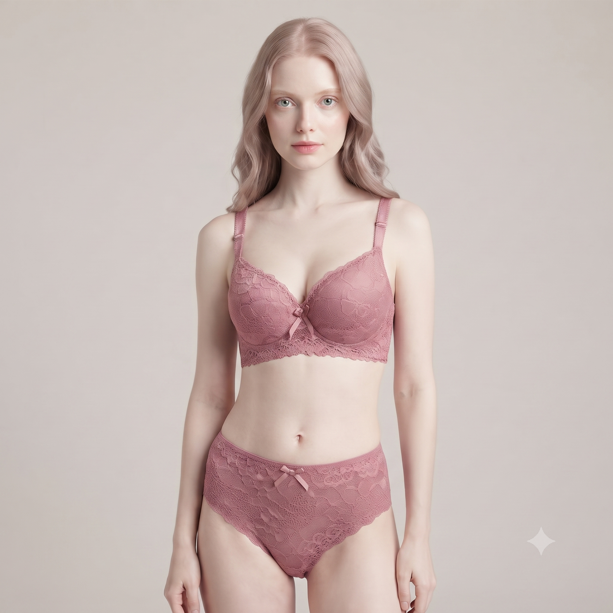 Lisvee Wedding Floral Lace Padded Bra & Boyshort Set – 2 Piece