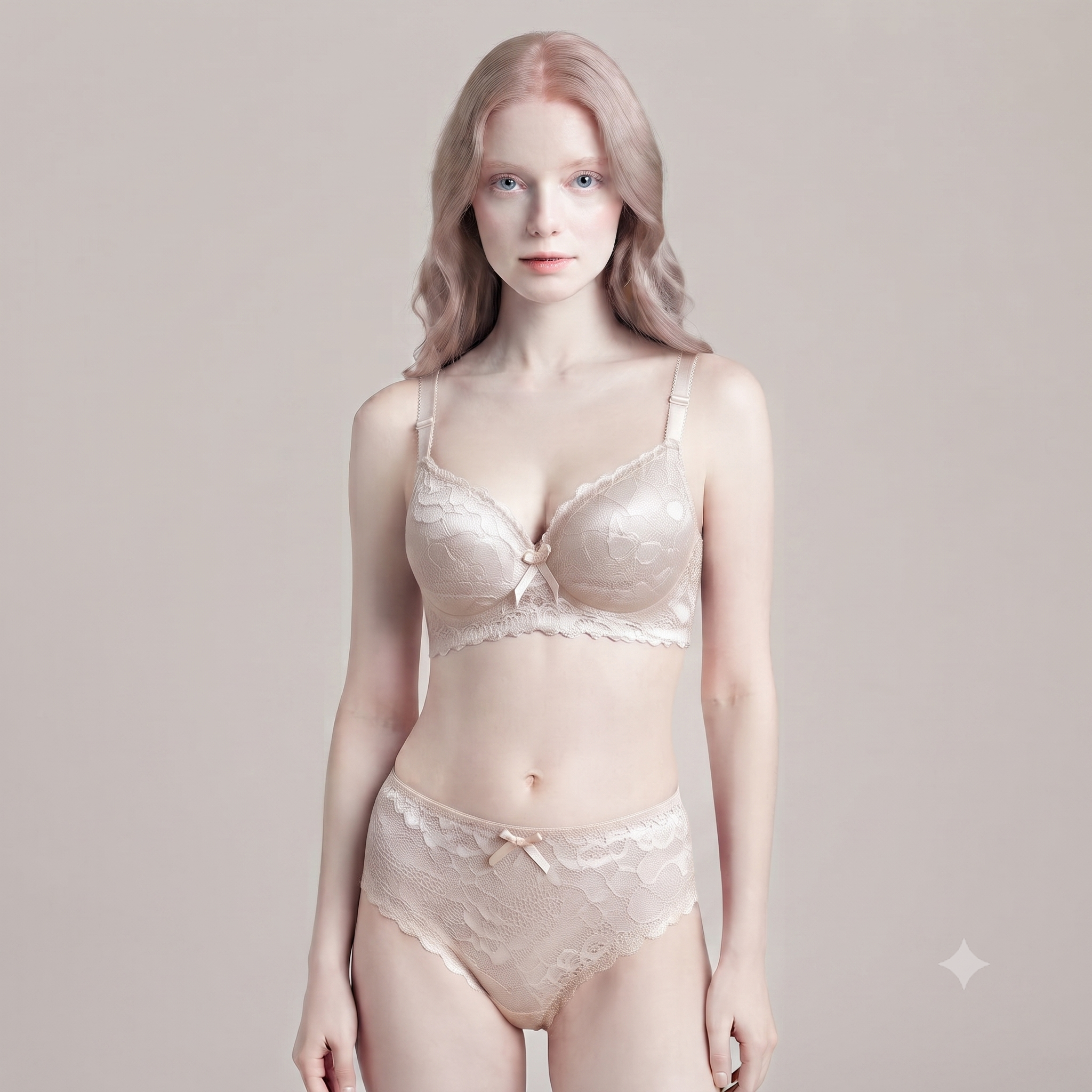 Lisvee Wedding Floral Lace Padded Bra & Boyshort Set – 2 Piece